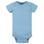 Gerber Baby 5-Pack Solid Onesies Bodysuits, Blue, 0-3 Months