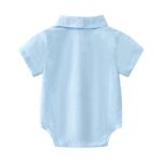 Baby Toddler Boys Short Sleeves Button Down Shirt with Bow Tie,3-6 Months Blue