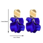 Konikit Short Acrylic Rose Petal Earrings Dangle Exaggerated Flower Earrings Drop Statement Floral Tassel Earrings for Women and Girls(Short Petal Earrings Blue)