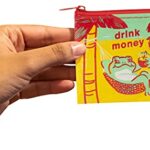Blue Q Coin Purse ~ Drink Money. Made from 95% recycled material, the ultimate little zipper bag to corral coins, gift cards, ear buds. 3″h x 4″w.
