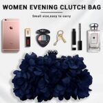 JAMBHALA Clutch Evening Handbags Floral Appliques Small Clutch Purses for Women (Navy blue)