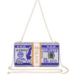 Covelin Dollar Clutch Purse for Women from, Rhinestone Evening Handbag Money Bag Royal Blue