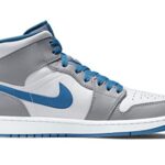 Nike mens Air Jordan 1 Mid Shoes, Cement Grey/White-true Blue, 9.5