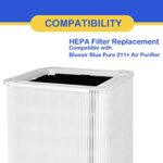 Blue Pure 211+ Replacement Filter Compatible with Blueair Blue Pure 211+ Air Purifier, Foldable Particle HEPA and Carbon Replacement Filter, 3 Pack