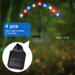 CRILEAL Solar Garden Lights,[2 Pack] Solar Lights Outdoor Waterproof,9LED Swaying Solar Firefly Lights, Garden Decor for Path,Landscape,Backyard,Outdoor Yard Decorations Lights Red+White+Blue