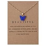 Colorful Acrylic Butterfly Pendant Necklace Bohemian Adjustable Retro Card Clavicle Chain Insect Animal Necklace for Women Girl Teen Friend Friendship Party Jewelry Gift-14 blue-black