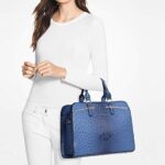 Dasein Women Satchel Handbags Shoulder Purses Totes Top Handle Work Bags with 3 Compartments (4-Ostrich Dark Blue)