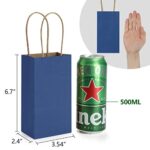 BagDream 50 Pack 3.5×2.4×6.7 Inches Small Kraft Paper Gift Bags with Handles Bulk Mini Party Favor Bags Candy Bags Recyclable Tiny Navy Blue Paper Bag for Samples