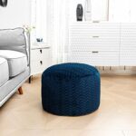 Asuprui Pouf Ottoman Unstuffed,Ottoman Foot Rest, Floor Pouf, Round Pouf Seat, Floor Bean Bag Chair,Foldable Floor Chair Storage for Living Room, Bedroom (Navy Blue Pouf Cover)