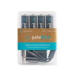 USB Rechargeable AA Batteries by Pale Blue, Lithium Ion 1.5v 1700 mAh, Charges Under 1 Hours, Over 1000 Cycles, 4-in-1 USB-A to USB-C Charging Cable, LED Charge Indicator, 4-Pack