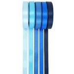 HUIHUANG Blue Solid Color Ribbon Satin Ribbon Assortment 5 Colors Double Face Satin Ribbon for Gift Wrapping Wedding Gift Ribbon,Baby Shower Boy, 3/8″ X 10 Yard Each Total 50 Yds Per Package