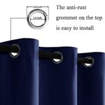 JIUZHEN Blackout Curtains with Tiebacks – Thermal Insulated, Light Blocking and Noise Reducing Grommet Curtain Drapes for Bedroom and Living Room, Set of 2 Panels, 42 x 84 Inches Long, Navy Blue