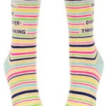 Blue Q Women’s Crew Socks, Shhh…I’m Overthinking (fits shoe size 5-10)