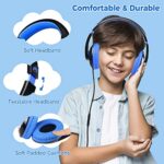 rockpapa Comfort+ Kids Headphones with Microphone and Volume Control, Boys Girls Student Over-Ear Headphones Wired for School Classroom Laptop PC Computer Tablet Black Blue