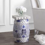JONATHAN Y TBL1013A Double Happiness 18″ Chinoiserie Ceramic Drum Garden Stool Bohemian, Coastal, Classic, Cottage, French Country, Traditional, Transitional, Bathroom, Garden Room, Patio, Blue/White
