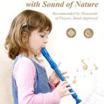 Eastar Soprano Recorder Instrument for Kids Beginners, German Fingering C Key Recorder Instrument 3 Piece with Cleaning Kit, Thumb Rest, Cotton Bag, Fingering Chart, ERS-21GB, Blue, School-Approved