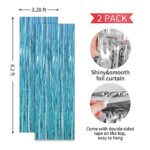 6.4 x 8.2 ft Blue Foil Fringe Curtain Backdrop for Under The Sea Party,BlueTinsel Curtain Streamer for Mermaid, Birthday or Ocean Theme Party Decor
