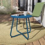 Grand patio Steel Patio Side Table, Weather Resistant Outdoor Round End Table, Peacock Blue
