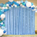 10ft x 10ft Baby Blue Backdrop Curtain for Baby Shower Parties Light Blue Wrinkle Free Backdrop Drapes Panels for Birthday Photo Gender Reveal Photography Polyester Fabric Background Decoration
