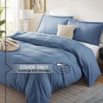 Nestl Blue Heaven Duvet Cover Queen Size – Soft Queen Duvet Cover Set, 3 Piece Double Brushed Queen Size Duvet Covers with Button Closure, 1 Duvet Cover 90×90 inches and 2 Pillow Shams