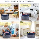 COMSE Extra Large Blanket Basket, Storage Basket, Large Laundry Basket, 21.7”x 13.8”, Cotton Rope Basket, Blanket Storage for Living Room, Toy Basket, Woven Basket, Clothes Baskets, Navy Blue