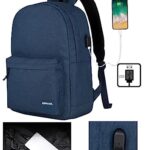 SUPACOOL Lightweight Casual Laptop Backpack with USB Charging Port For for Men and Women, Backpack for College (Navy blue)
