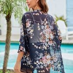 Kolagri Women Kimono Cardigans Swimsuit Cover Ups Hawaiian Blouse Loose Fitting Plus Size Tops Navy XL