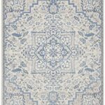 Nourison Elation Floral Ivory Blue 7’10” x 9’10” Area -Rug, Easy -Cleaning, Non Shedding, Bed Room, Living Room, Dining Room, Kitchen (8×10)