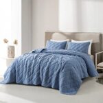 palassio Blue Quilt King Size Bedding Sets with Pillow Shams, Lightweight Soft Bedspread Coverlet, Quilted Thin Blanket Comforter Bed Cover for All Season Spring Summer, 3 Pieces, 104×90 inches