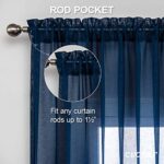 CUCRAF Sheer Curtains Panels for Living Room Bedroom Small Window Semi Treatment Drapes Voile Rod Pocket,Set of 2 (54 x 63 inches Long,Navy Blue)