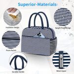 Lunch Bag Lunch Box for Women Men Reusable Insulated Lunch Tote Bag,Leakproof Thermal Cooler Sack Food Handbags Case High Capacity forTravel Work,Navy Blue