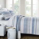 Southshore Fine Living, Inc. Oversized Quilt Set, Coverlet Bedspread 3-Piece Coastal Bedding Set with Two Matching Shams (108 in Wide x 98 in Long), Blue Stripes, King/California King