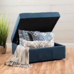 Christopher Knight Home Chatsworth Fabric Storage Ottoman, Navy Blue 30.5′ L x 30.5′ W x 15.25′ H