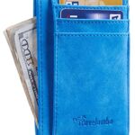 Travelambo Front Pocket Minimalist Leather Slim Wallet RFID Blocking Medium Size(Sky Blue)