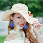 Boho Raffia Ball Earrings for Women, Handmade Statement Drop Earrings Straw Dangle Earrings Beach Vacation Jewelry