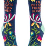 Blue Q Socks, Women’s Crew, I’m A Delicate F–king Flower Women’s shoe size 5-10(One size)