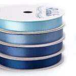 Ribbli Dusty Blue Satin Ribbon 3/8 Inch x 4 Rolls Total 40 Yards- Light Blue/Dusty Blue/Smoke Blue/Light Navy Ribbon for Wrapping and Craft