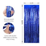 Crosize 3 Pack 3.3 x 9.9 ft Dark Blue Foil Fringe Backdrop Curtain, Streamer Backdrop Curtains, Streamers Birthday Party Decorations, Blue Tinsel Curtain for Parties, Galentines Decor, Baby Shower