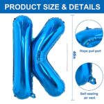 TONIFUL 40 Inch Large Blue Letter K Balloons Giant Alphabet Letter Balloons,Foil Mylar Big Balloons for Birthday Party Anniversary Supplies Decorations