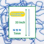 ZZYFGH 33” 7mm Metallic Blue Bead Necklace Bulk, Mardi Gras Round Beaded Necklaces for Party Favors Costume Necklace (12 Pcs)
