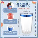 100 Pcs 12oz Plastic Cups Disposable Cups 12 oz Plastic Glasses Clear Plastic Tumblers with Rim for Birthday Wedding Party Elegant Wine Coffee Cocktail Cups (Blue)