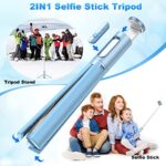 TONEOF Tripod, Cell Phone Selfie Stick, 60 Inch All-in-1 Stand with Integrated Wireless Remote, Lightweight and Portable, Extendable Tripod for 4-7 Inch iPhone and Android (Blue)