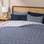 EVERGRACE Floral Printed Quilt Comforter Set King Size, 3 Pieces (1 Reversible Quilt Bedding Set, 2 Pillow Shams), Microfiber Lightweight Coverlet Bedspread for All Seasons, Foggy Blue, 108″x96″