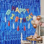 Emart 2 Pack Navy Blue Foil Fringe Backdrop Curtain, 3.2 ft x 9.8 ft Tinsel Curtain Party Decoration Streamers for Events, Wedding, Birthday, Photo Booth