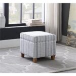 HomePop Home Decor | K7342-F2359 |Classic Square Storage Ottoman with Lift Off Lid | Ottoman with Storage for Living Room & Bedroom, Blue Stripe Large