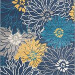 Nourison Passion Blue 5’3″ x 7’3″ Area-Rug, Floral, Farmhouse, Easy-Cleaning, Non Shedding, Bed Room, Living Room, Dining Room, Kitchen, (5′ x 7′)
