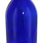 North Mountain Supply – W5-CB 750ml Glass Bordeaux Wine Bottle Flat-Bottomed Cork Finish – Case of 12 – Cobalt Blue