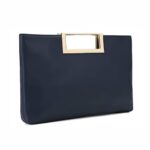 CHARMING TAILOR Fashion PU Leather Handbag Stylish Women Convertible Clutch Purse (Navy)