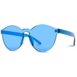 WearMe Pro – Colorful Transparent Round Super Retro Sunglasses (Blue, 58)