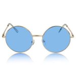 Blue Sunglasses For Women Men Navy Blue Accessories Trendy Hippie Round Colored